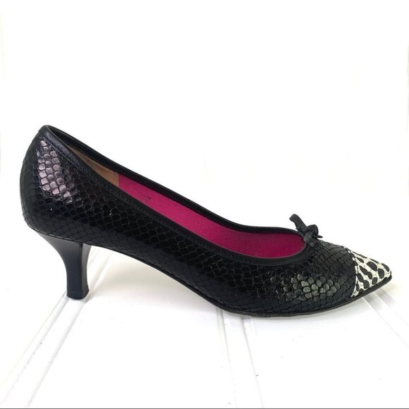 LE BABE CROC BLACK HEEL LEATHER POINTED HEEL ANIMAL PRINT SHOES MADE IN ITALY 37 - Picture 8 of 17